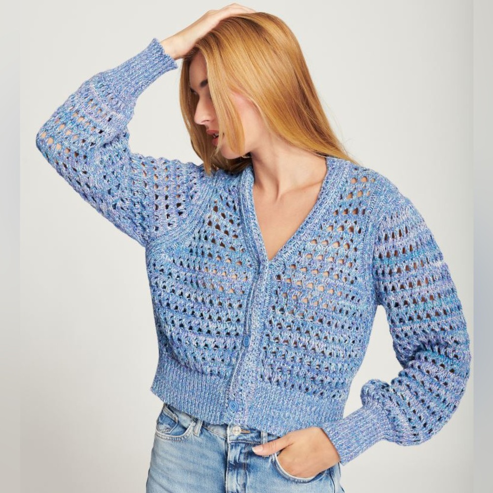 Line Scarlet Crochet Knit Cotton Cardigan - Lapin